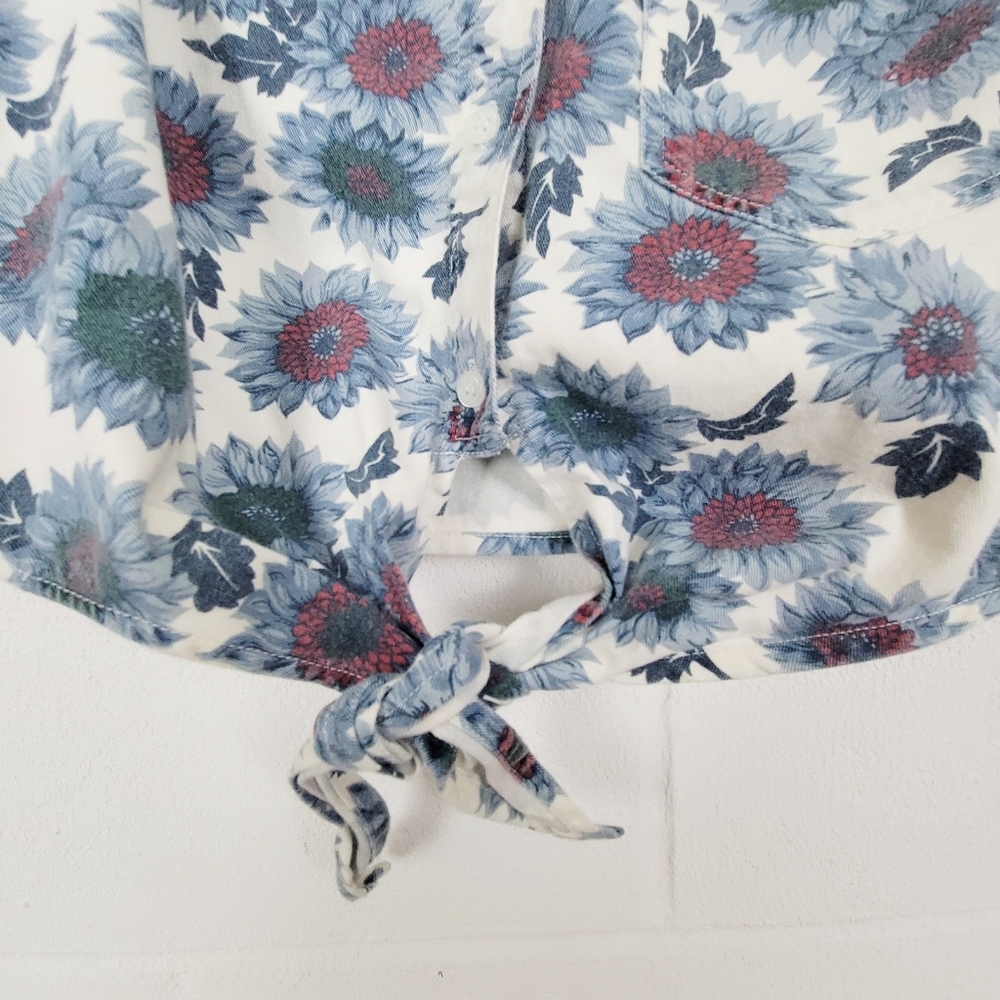 Vintage Andrew's Blues Flower Crop Top Size Large - Picture 4 of 5